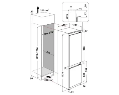 INDESIT BI 18A2 D/I ugradni kombinovani frižider visine 177cm